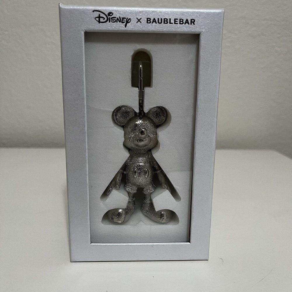 Disney x Baublebar Mickey Mouse Bag Purse Charm Silver Keychain NEW